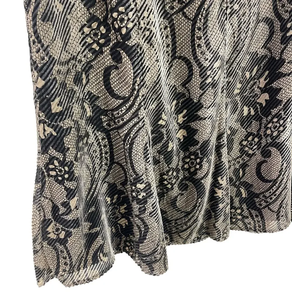 Silk Velvet Burnout Midi Skirt Size 12 Whimsigoth Office Siren Dark Romantic